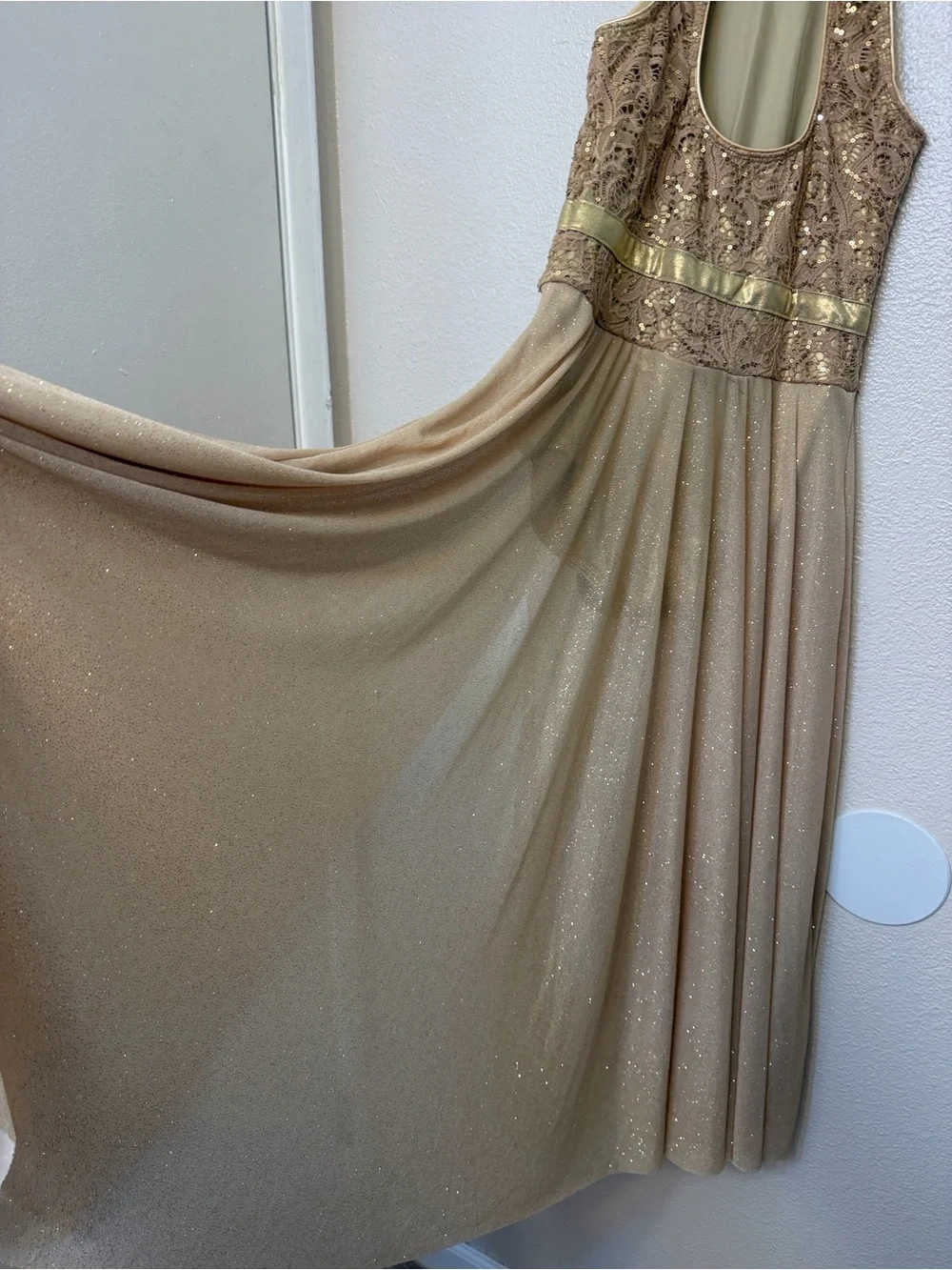 Revolution Dance Costume lyrical blush beige gold lace JUST A MEMORY RC19699 XLC